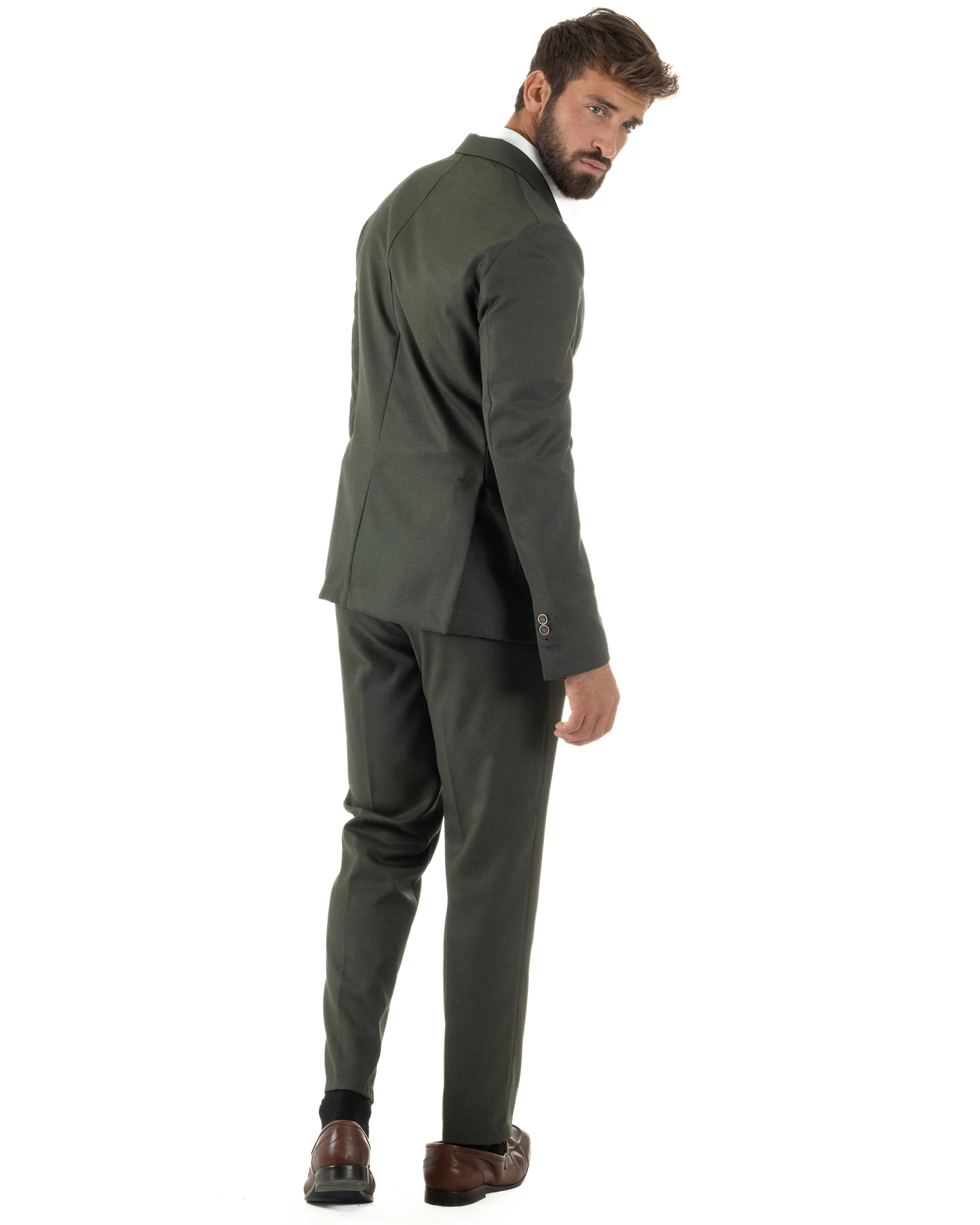 Abito Uomo Monopetto Lana Classico Sartoriale Verde AE1198A - immagine 4