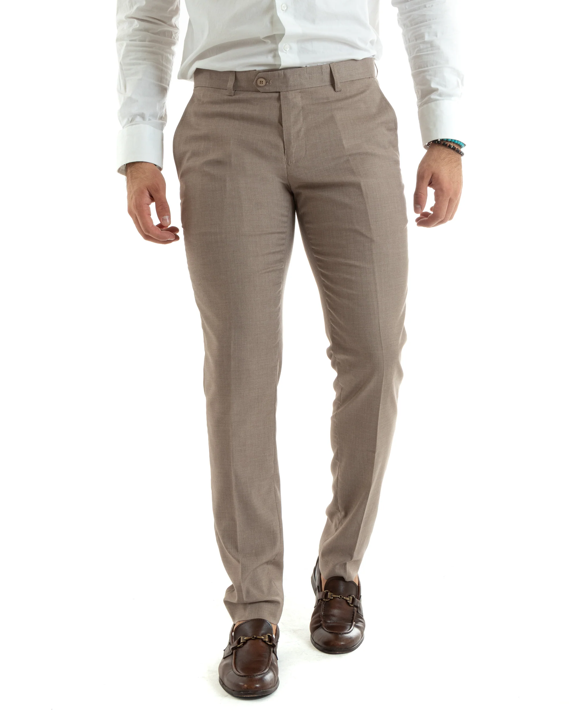 Abito uomo monopetto vestito viscosa completo giacca pantaloni beige GIOSAL-OU2432A - immagine 5