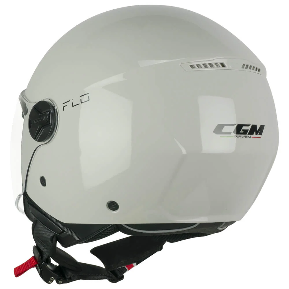 Casco CGM Demi Jet 167R FLO Mono Grigio Bigio Lucido Visiera Lunga ECE 22/06 - immagine 3